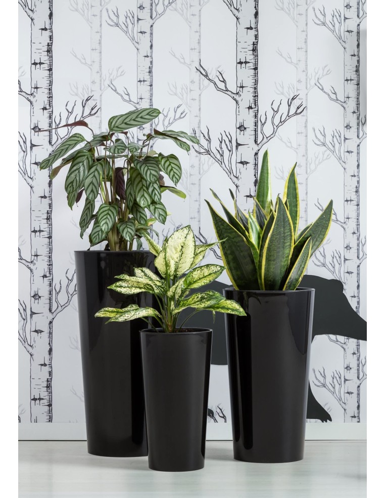 Plantenbak rond XXL hoog Ø40 × 75 cm hoogglans, 76 L – Zwart | Töpferkönig