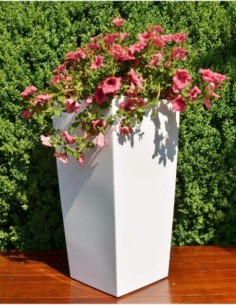 Blumenkübel eckig hoch 39 × 39 × 75 cm mit Bewässerungssystem, 100 L – Weiß | Töpferkönig 2