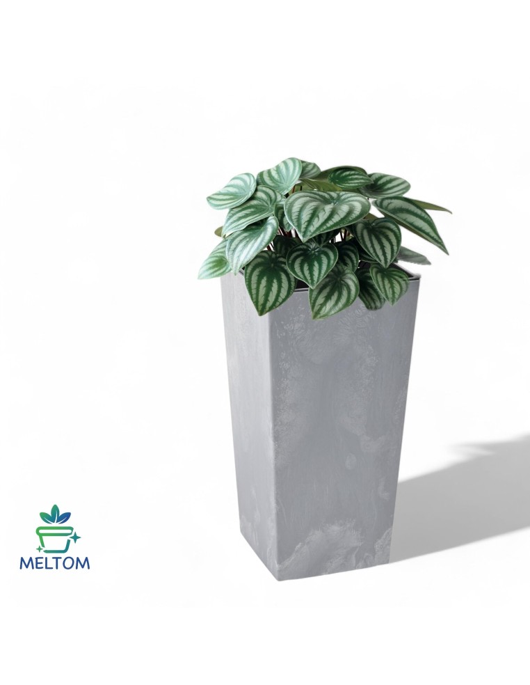 Plantenbak vierkant 3XL hoog 39 × 39 × 75 cm betonlook, 100 L – Betongrijs | Töpferkönig