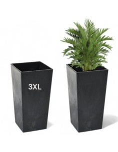 Fioriera quadrata 3XL alta 39 × 39 × 75 cm effetto cemento, 100 L – Nero cemento | Töpferkönig