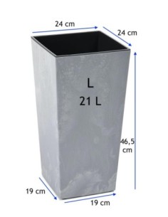 Blumenkübel eckig L hoch 24 × 24 × 47 cm Beton-Optik, 21 L – Beton Grau | Töpferkönig 2