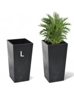Pot haut carré L 24 × 24 × 47 cm aspect béton, 21 L – Béton noir | Töpferkönig