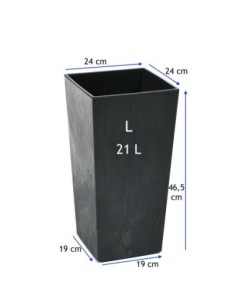 Plantenbak vierkant L hoog 24 × 24 × 47 cm betonlook, 21 L – Betonzwart | Töpferkönig 2