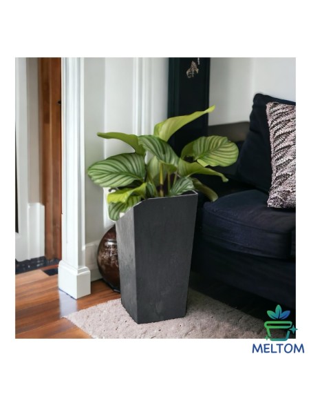 Fioriera quadrata L alta 24 × 24 × 47 cm effetto cemento, 21 L – Nero cemento | Töpferkönig