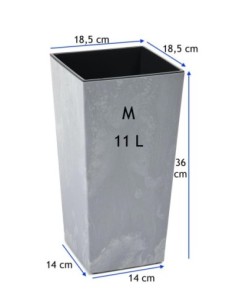 Fioriera quadrata M alta 19 × 19 × 36 cm effetto cemento, 11 L – Grigio cemento | Töpferkönig 2