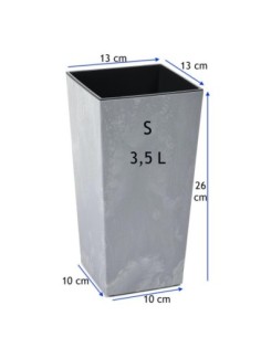 Pot haut carré S 13 × 13 × 26 cm aspect béton, 3,5 L – Béton gris | Töpferkönig 2
