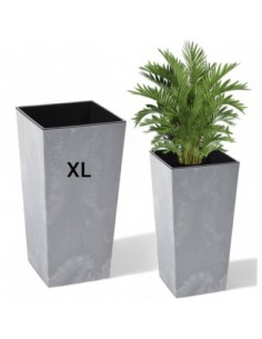 Fioriera quadrata XL alta 29 × 29 × 57 cm effetto cemento, 40 L – Grigio cemento | Töpferkönig