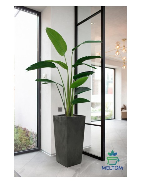Blumenkübel eckig XL hoch 29 × 29 × 57 cm Beton-Optik, 40 L – Beton Schwarz | Töpferkönig