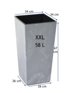 Fioriera quadrata XXL alta 34 × 34 × 67 cm effetto cemento, 58 L – Grigio cemento | Töpferkönig 2