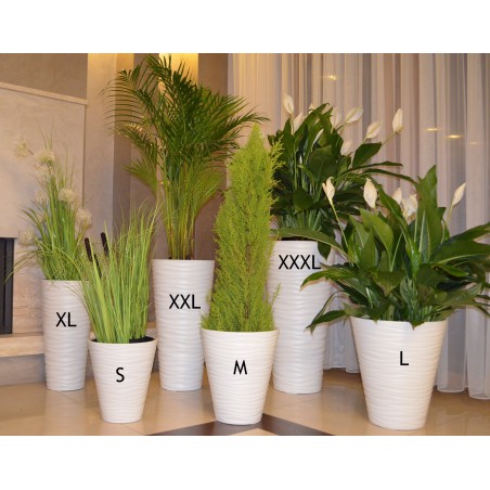 Blumenkübel mit Effekt 3D Slim in Weiß mit Einsatz, Größe: XL