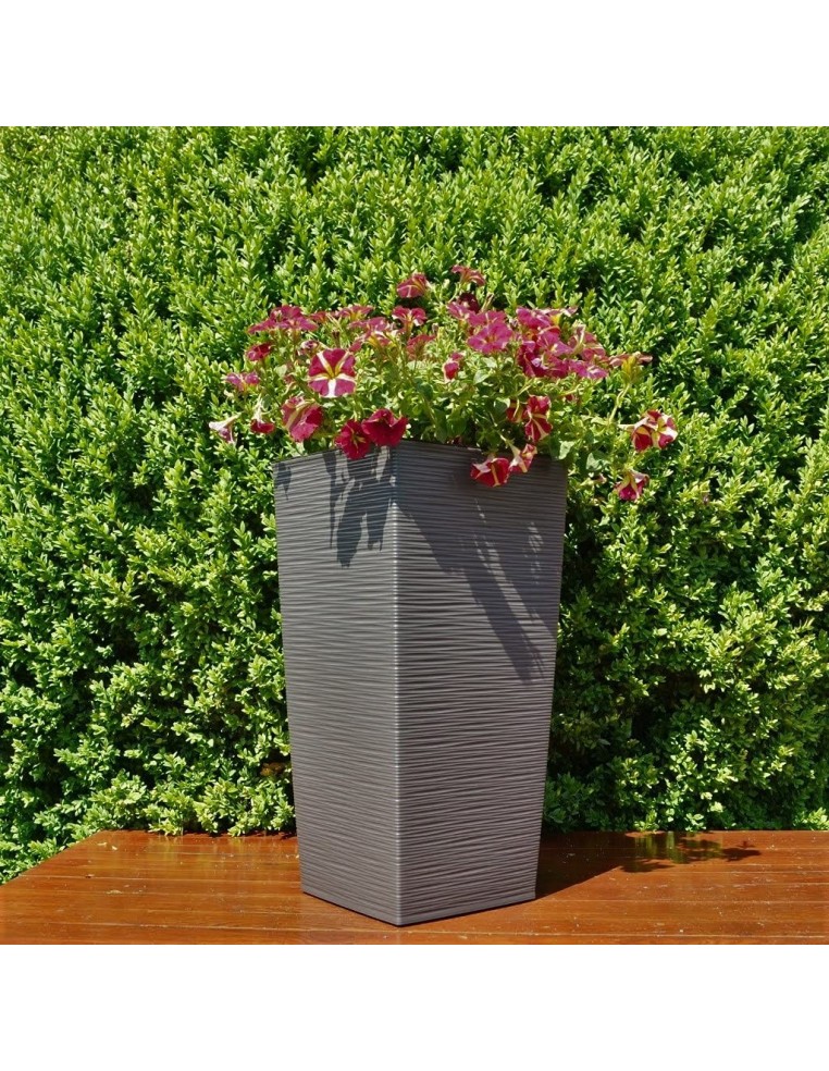 Lot de 2 pots ronds striés 29 × 29 × 57 + 39 × 39 × 75 cm – Anthracite | Töpferkönig