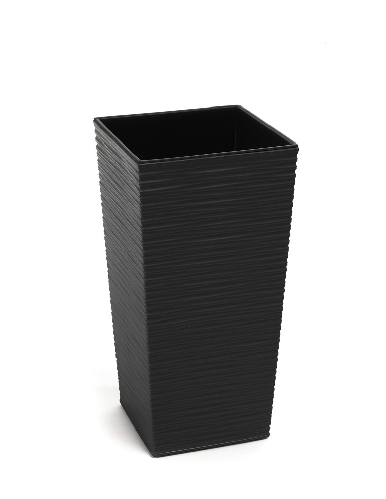 Lot de 2 pots ronds striés 29 × 29 × 57 + 39 × 39 × 75 cm – Noir | Töpferkönig