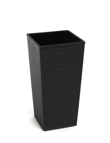 Juego de 2 maceteros redondos estriados 29 × 29 × 57 + 39 × 39 × 75 cm – Negro | Töpferkönig