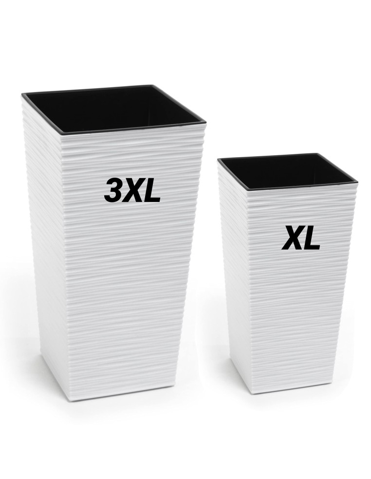 Lot de 2 pots ronds striés 29 × 29 × 57 + 39 × 39 × 75 cm – Blanc | Töpferkönig