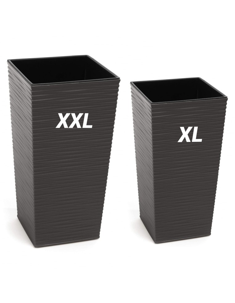 Lot de 2 pots ronds striés 29 × 29 × 57 + 34 × 34 × 67 cm – Anthracite | Töpferkönig