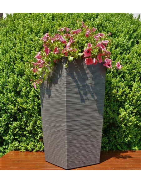 Lot de 2 pots ronds striés 29 × 29 × 57 + 34 × 34 × 67 cm – Anthracite | Töpferkönig