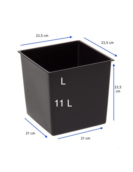 Pot haut carré L 24 × 24 × 47 cm brillant avec système d'arrosage, 21 L – Noir | Töpferkönig
