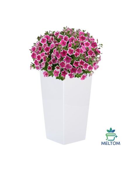 Fioriera quadrata L alta 24 × 24 × 47 cm lucida con sistema di irrigazione, 21 L – Bianco | Töpferkönig