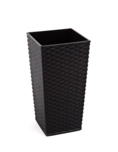 Set di 2 fioriere rotonde effetto rattan 29 × 29 × 57 + 34 × 34 × 67 cm – Nero | Töpferkönig 2