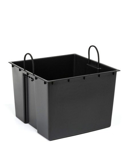 Lot de 2 pots ronds aspect rotin 29 × 29 × 57 + 34 × 34 × 67 cm – Noir | Töpferkönig