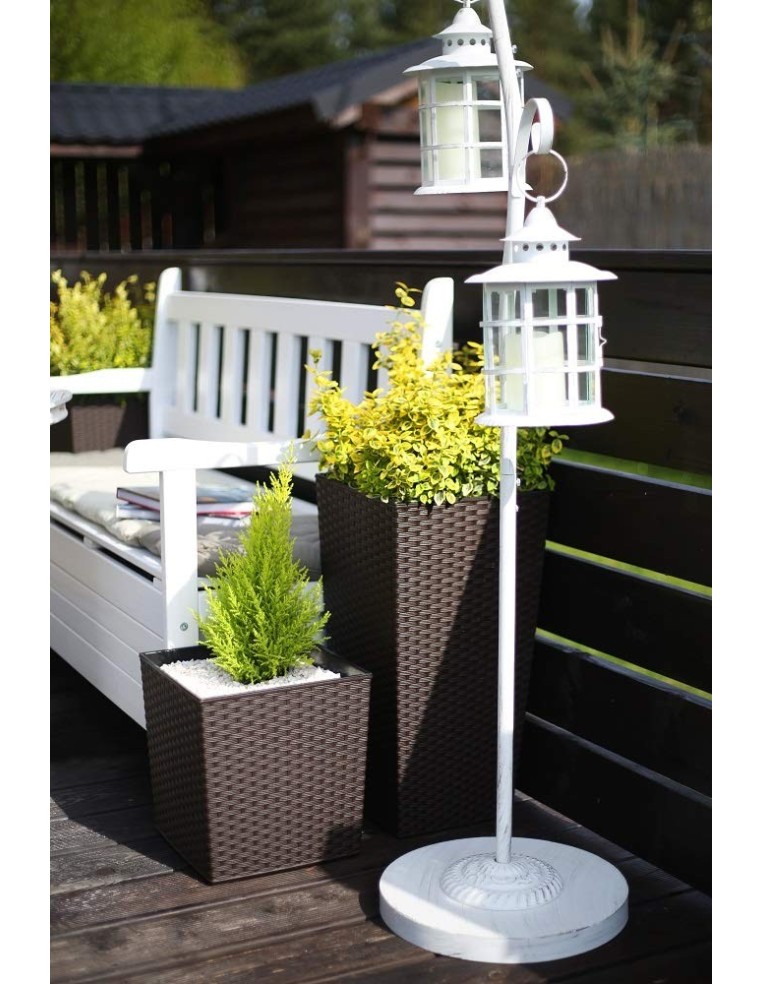 Lot de 2 pots ronds aspect rotin 29 × 29 × 57 + 34 × 34 × 67 cm – Noir | Töpferkönig