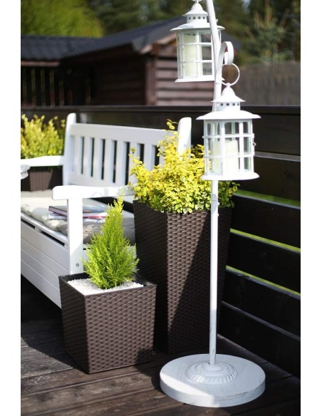 Lot de 2 pots ronds aspect rotin 29 × 29 × 57 + 34 × 34 × 67 cm – Noir | Töpferkönig