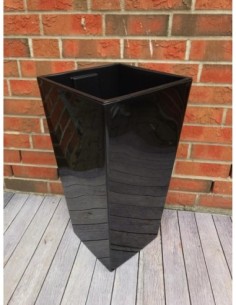 Plantenbak rond XXL hoog Ø34 × 67 cm hoogglans – Zwart | Töpferkönig 2