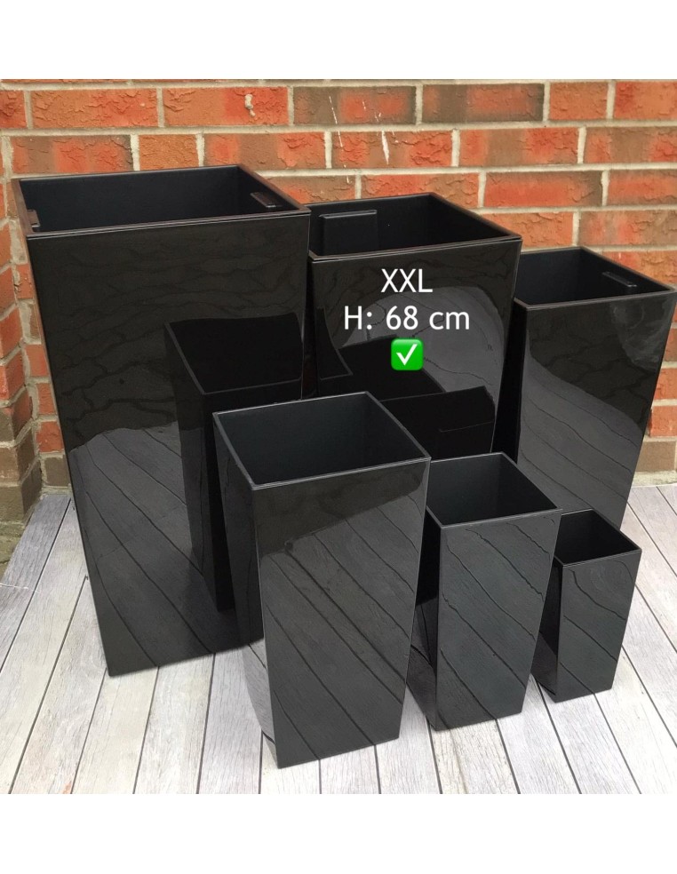 Macetero redondo XXL alto Ø34 × 67 cm brillante – Negro | Töpferkönig