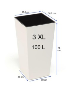 Blumenkübel eckig 3XL hoch 39 × 39 × 75 cm Hochglanz, 100 L – Creme | Töpferkönig 2