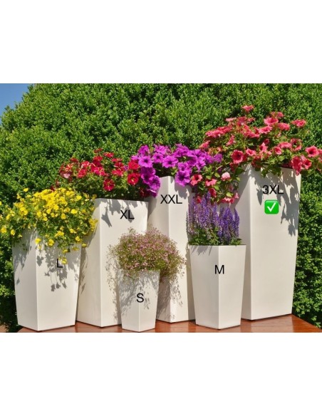 Plantenbak vierkant 3XL hoog 39 × 39 × 75 cm hoogglans, 100 L – Crème | Töpferkönig