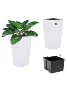 Plantenbak vierkant 3XL hoog 39 × 39 × 75 cm hoogglans, 100 L – Wit | Töpferkönig