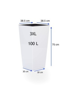 Fioriera quadrata 3XL alta 39 × 39 × 75 cm lucida, 100 L – Bianco | Töpferkönig 2