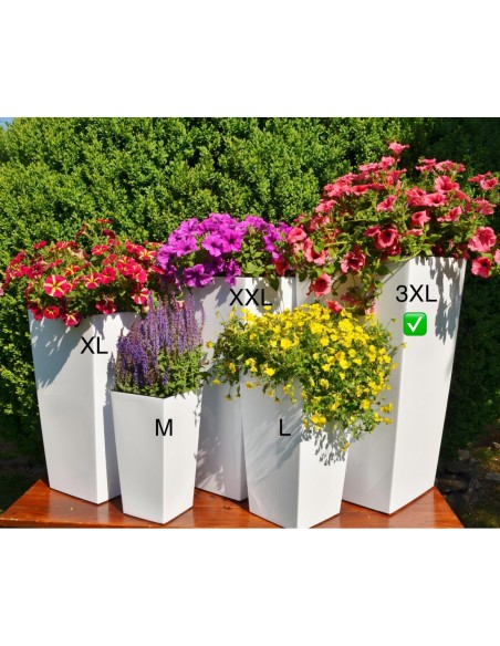 Plantenbak vierkant 3XL hoog 39 × 39 × 75 cm hoogglans, 100 L – Wit | Töpferkönig