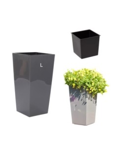 Pot haut carré L 24 × 24 × 47 cm brillant, 21 L – Anthracite | Töpferkönig
