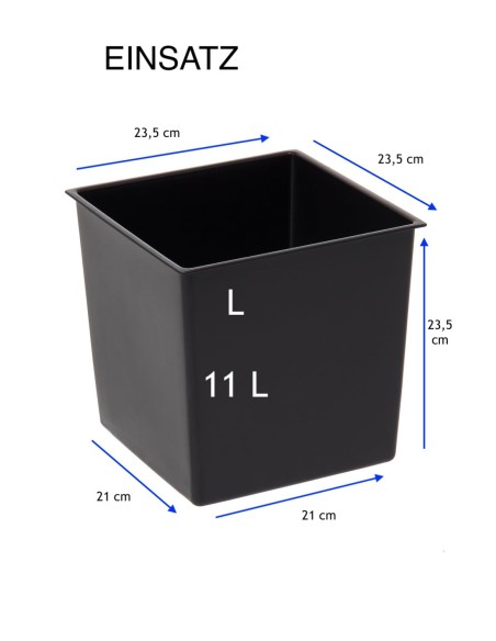 Blumenkübel eckig L hoch 24 × 24 × 47 cm Hochglanz, 21 L – Anthrazit | Töpferkönig