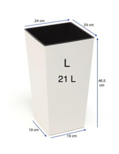 Blumenkübel eckig L hoch 24 × 24 × 47 cm Hochglanz, 21 L – Creme | Töpferkönig 2
