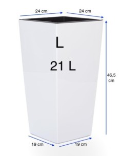 Blumenkübel eckig L hoch 24 × 24 × 47 cm Hochglanz, 21 L – Weiß | Töpferkönig 2