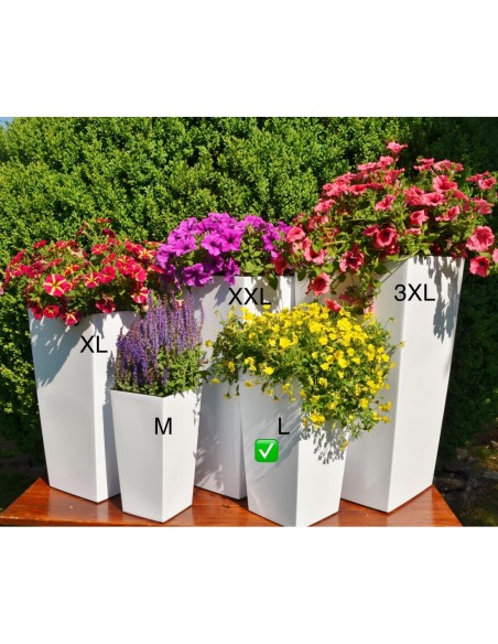 Fioriera quadrata L alta 24 × 24 × 47 cm lucida, 21 L – Bianco | Töpferkönig