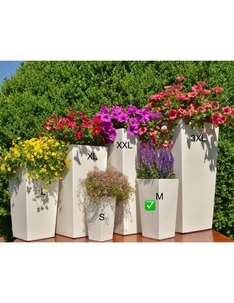 Plantenbak vierkant M hoog 19 × 19 × 36 cm hoogglans, 11 L – Crème | Töpferkönig