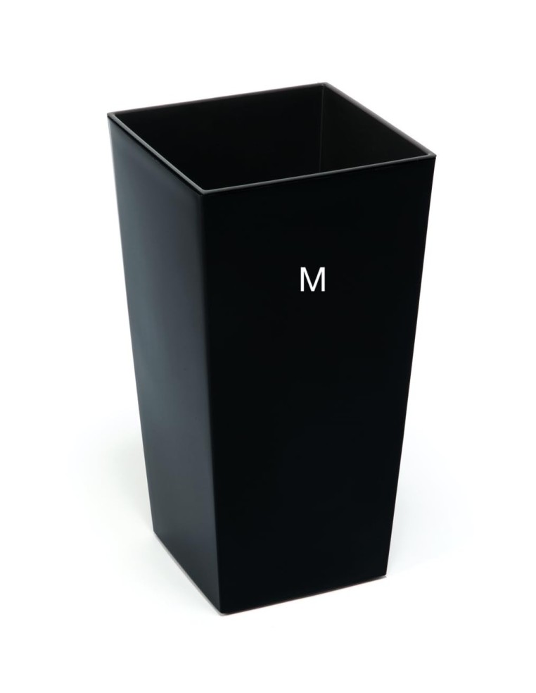 Blumenkübel eckig M hoch 19 × 19 × 36 cm Hochglanz, 11 L – Schwarz | Töpferkönig