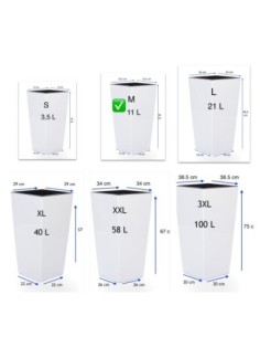 Pot haut carré M 19 × 19 × 36 cm brillant, 11 L – Blanc | Töpferkönig 2