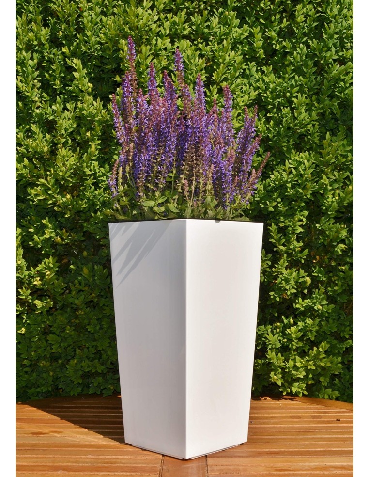 Plantenbak vierkant M hoog 19 × 19 × 36 cm hoogglans, 11 L – Wit | Töpferkönig