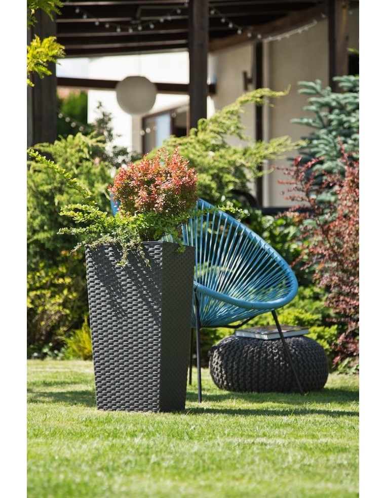 Plantenbak vierkant rotanlook 3XL hoog 39 × 39 × 75 cm, 100 L – Antraciet | Töpferkönig