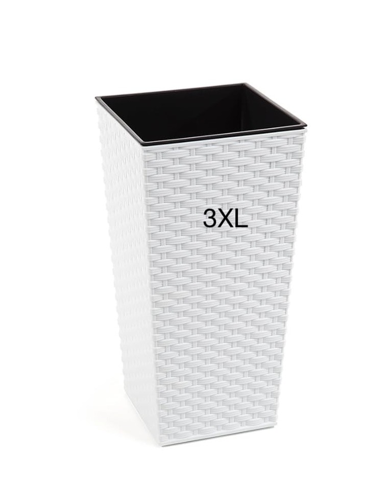 Pot haut carré aspect rotin 3XL 39 × 39 × 75 cm, 100 L – Blanc | Töpferkönig