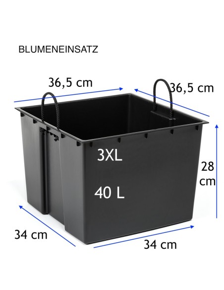 Macetero cuadrado efecto ratán 3XL alto 39 × 39 × 75 cm, 100 L – Blanco | Töpferkönig
