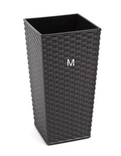 Pot haut carré aspect rotin M 19 × 19 × 36 cm, 11 L – Anthracite | Töpferkönig