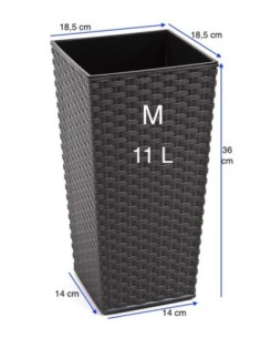 Pot haut carré aspect rotin M 19 × 19 × 36 cm, 11 L – Anthracite | Töpferkönig 2