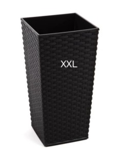 Plantenbak vierkant rotanlook XXL hoog 34 × 34 × 67 cm, 58 L – Zwart | Töpferkönig