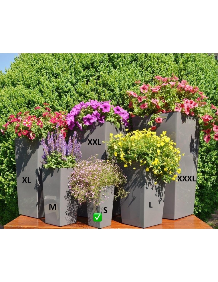 Blumenkübel eckig S hoch 13 × 13 × 26 cm Hochglanz, 3,5 L – Anthrazit | Töpferkönig