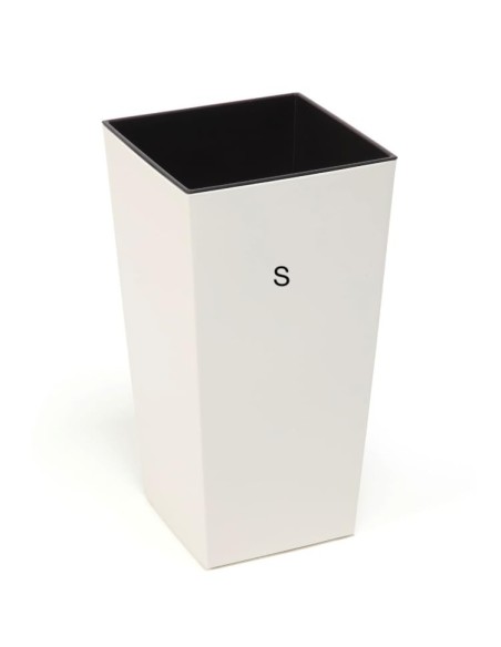 Blumenkübel eckig S hoch 13 × 13 × 26 cm Hochglanz, 3,5 L – Creme | Töpferkönig